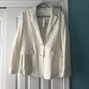 ASOS Bershka Cream Linen Oversized Blazer